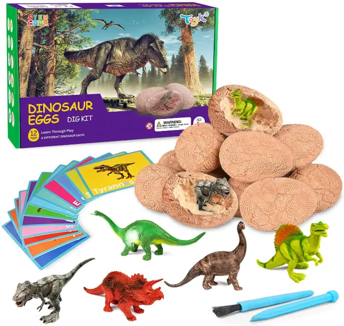 Dig Up Dinosaur Fossil Eggs, Break Open 12 Unique Eggs and Discover 12 Cute Dinosaurs